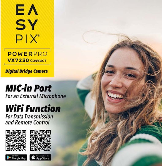 EasyPix VX7230 Cameră Foto Compactă 72MP Zoom Optic 10x Neagră