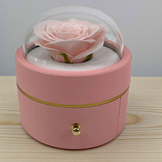 Pink Soap Rose In A Box Transparent Dome Chain Surprise Pendant