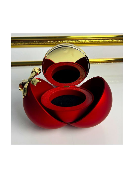 Spherical Jewelry Box Red Soap Rose Golden Bow Red