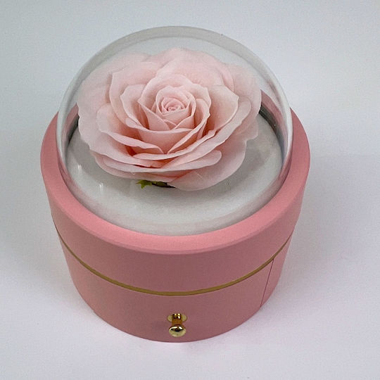 Pink Soap Rose In A Box Transparent Dome Chain Surprise Pendant
