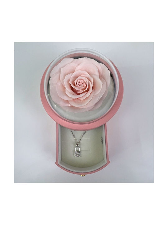 Pink Seife Rose In A Box Transparent Dome Chain Überraschung Anhänger