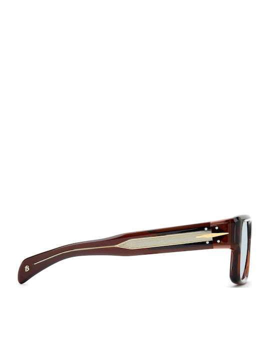 David Beckham Men's Sunglasses with Brown Horn-Rimmed Frame and Light Blue Lens DB 7159/S 09Q/SD