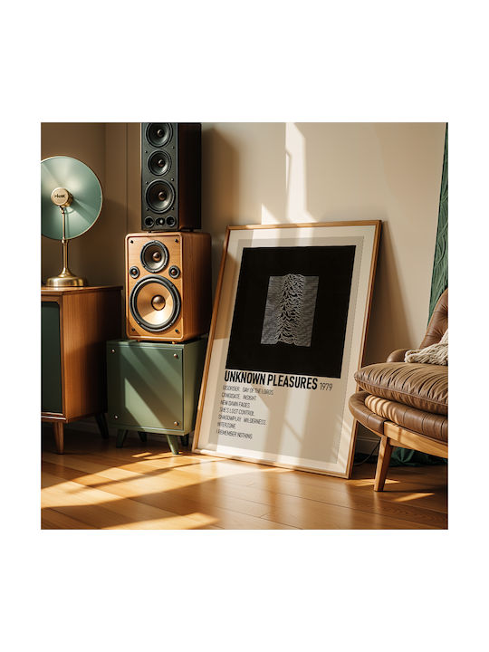 Music Poster Unknown Pleasures Joy Division Ms483 21cm X 30cm Μαύρη Ξύλινη Κορνίζα