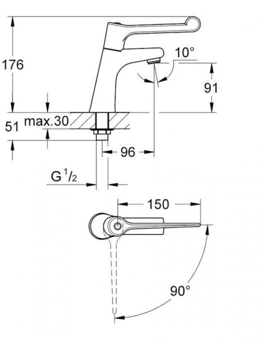 Grohe Hospita Mixing Handicap Faucet Sink Faucet