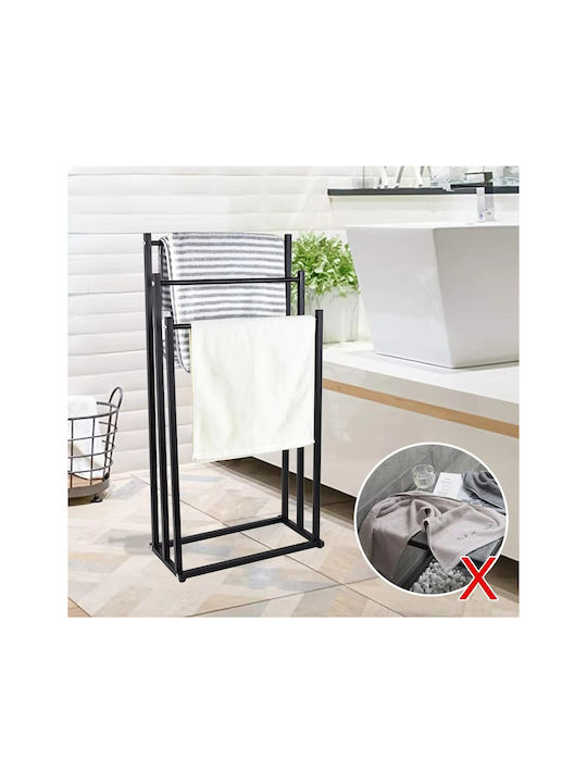 Raft de haine de Baie Triplu ​41x84cm Inox Negru