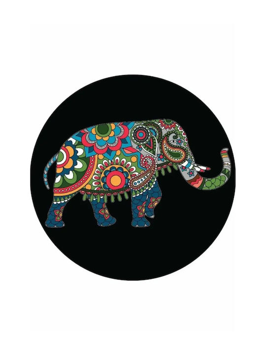 Bath Mat Set Black Colorful Elephant 2 Pieces 60 x 60 Cm