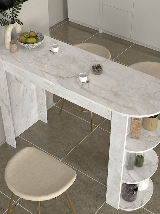 Vigne Masă Bar cu Suprafață de Marmură Marble Effect White 150x51.6x101.8buc