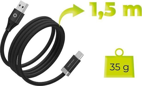 Mobile Origin Magnetic / Braided USB 2.0 Cable USB-C male - USB-C / USB-A 27W Μαύρο 1.5m MO-27WMS-CB6