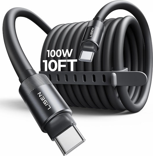 Lisen Regular USB 2.0 Cablu USB-C bărbătesc - USB-C 100W Negru 3m