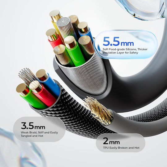 Lisen Regular USB 2.0 Cablu USB-C bărbătesc - USB-C 100W Negru 3m
