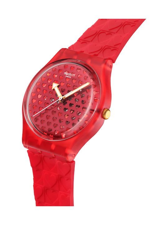 Swatch Women's Watch with Red Rubber Strap