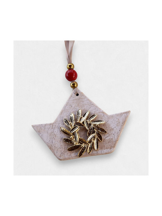 Artifact Hanging Handmade Ecru Wall Decor Made of Ceramic Material 15.5x11.5cm CERAMIC-20A