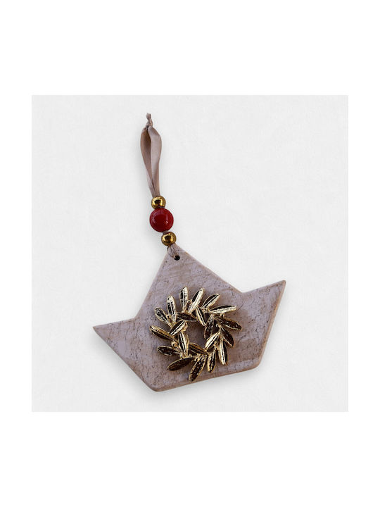 Artifact Hanging Handmade Ecru Wall Decor Made of Ceramic Material 15.5x11.5cm CERAMIC-20A