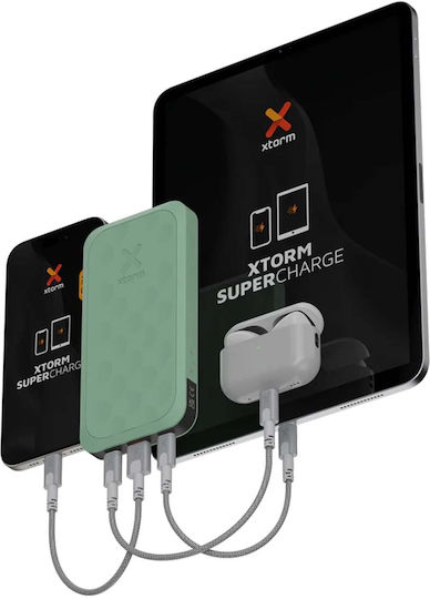 Xtorm Fuel Series Power Bank 10000mAh 20W με Θύρα USB-A και 2 Θύρες USB-C Sage Green