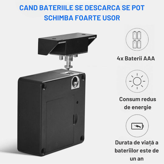 Lacăt Electronic în culoare Negru cu Conectivitate Bluetooth și Wi-Fi