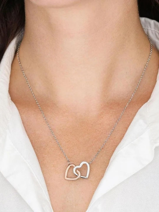 By Queen Necklace Double Two-Tone Heart Zircon