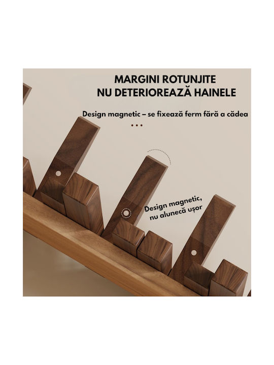 Κρεμάστρα Τοίχου Ξύλινη 6 Θέσεων Καφέ 23x23x20cm