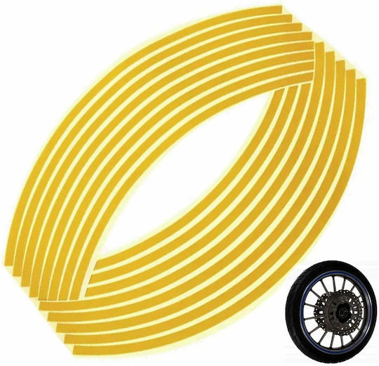 Set 16 Reflektierende Dekorationen Für Auto Motorrad Felgen Gelbe Farbe