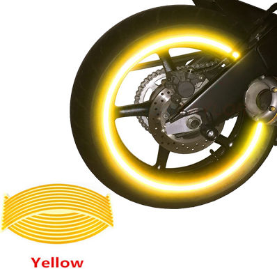 Set 16 Reflektierende Dekorationen Für Auto Motorrad Felgen Gelbe Farbe