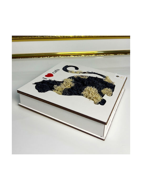 Decorative Picture Stabilized Lichens "i Love Cats" Cat Silhouette 20x20 Cm Multicolor
