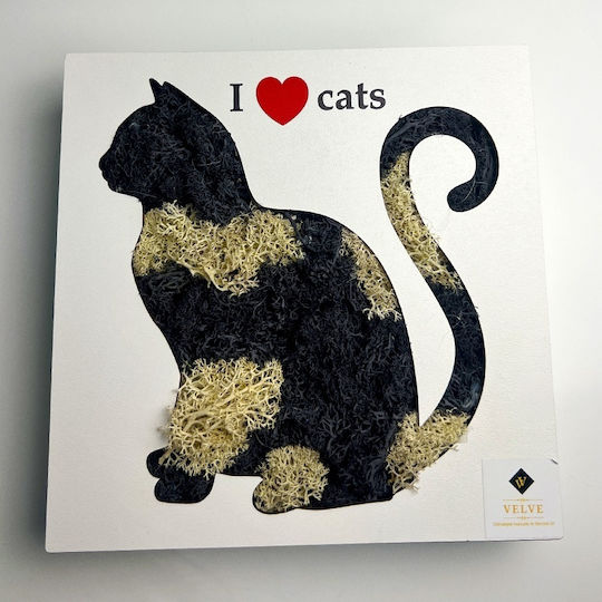 Decorative Picture Stabilized Lichens "i Love Cats" Cat Silhouette 20x20 Cm Multicolor