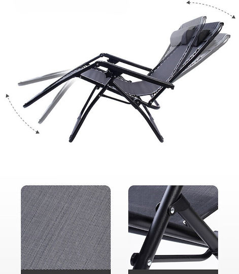 Scaun de Plajă din Aluminiu Negru