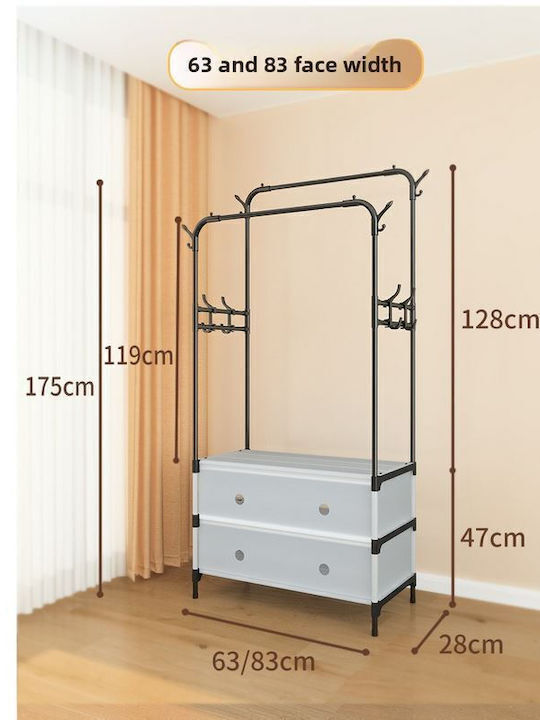 SPV Kleiderständer Teleskopisch Schwarz 83x28x175cm