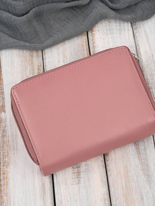 Klein Leder Damen Geldbörse Klassisch mit RFID Rosa