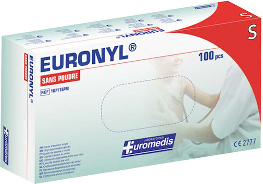 Sis Box 100 Disposable Vinyl Gloves Medical Use Without Powder Size S White