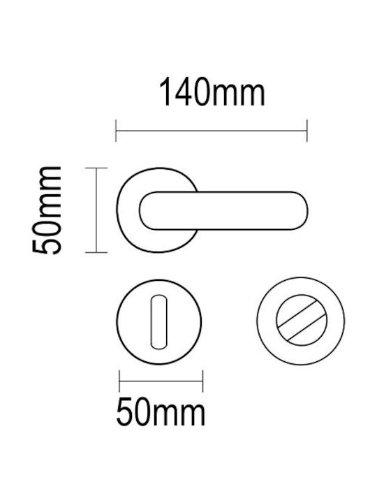 Viometale Middle Door Lever Rosette 06.350 Pair with Mouthpiece Matte White