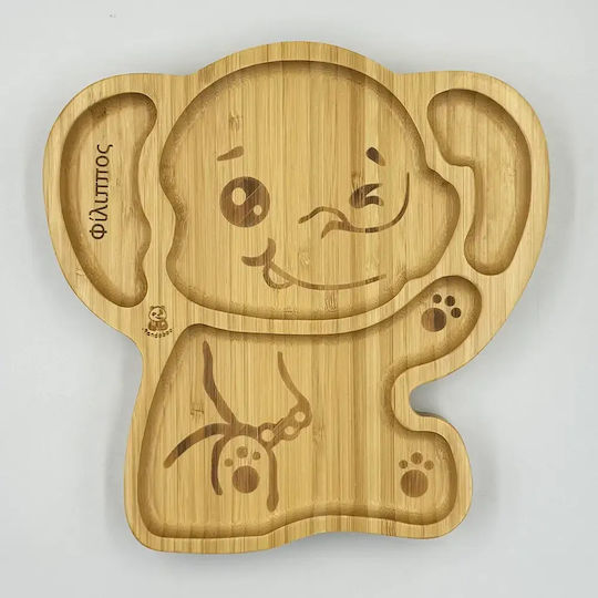 Pandaboo Baby Food Plate made of Bamboo Orange