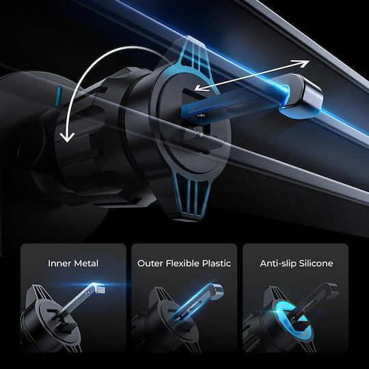 Lisen Car Mobile Mount with Magnet and Wireless Charging Black