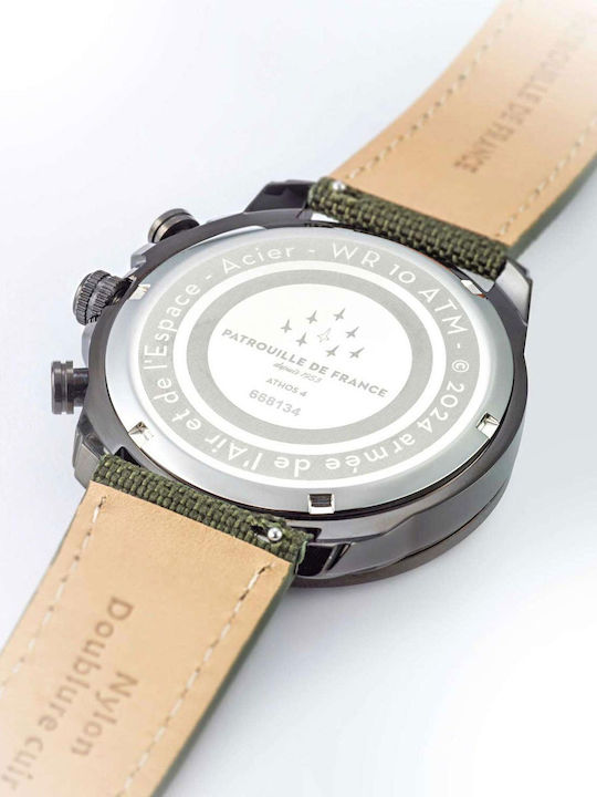 Patrouille De France Athos 4 Herrenuhr Chronograph Batterie mit Stoffarmband
