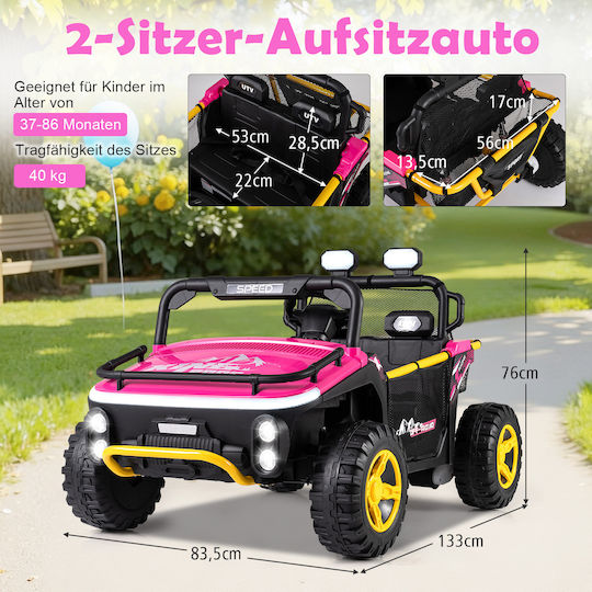 Kids Electric Car Two Seater with Remote Control 24 Volt Pink