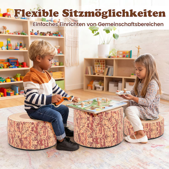 Kids Stool Brown 25x38x38cm 3 Pieces