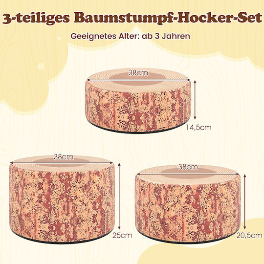 Kids Stool Brown 25x38x38cm 3 Pieces
