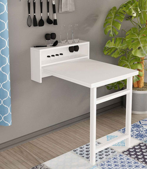 Wall-Mounted Collapsible White Dining Room Table Storage 148x64 Wall-Mounted Wooden Collapsible Dining Room Table Storage