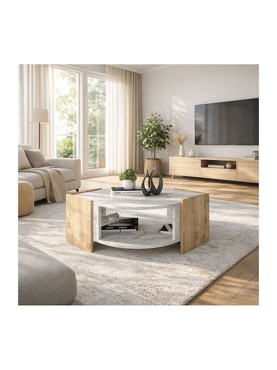 Στρογγυλό Κεντρικό Τραπεζάκι Marbel Ξύλινο Sapphire Oak Μ75xΠ75xΥ40εκ.