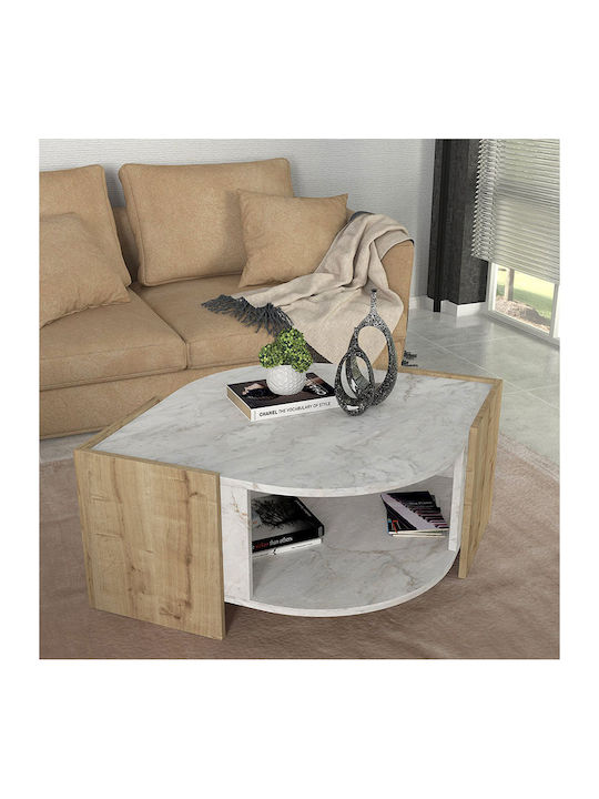 Στρογγυλό Κεντρικό Τραπεζάκι Marbel Ξύλινο Sapphire Oak Μ75xΠ75xΥ40εκ.