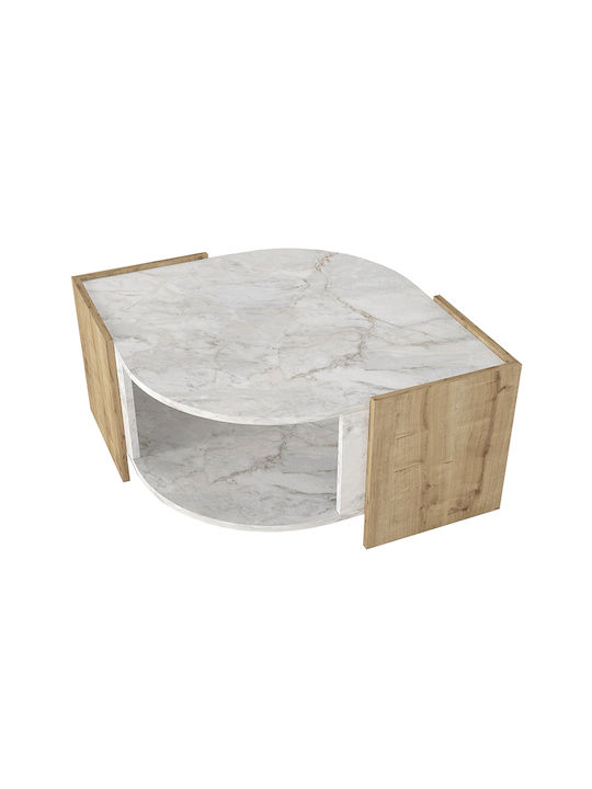 Στρογγυλό Κεντρικό Τραπεζάκι Marbel Ξύλινο Sapphire Oak Μ75xΠ75xΥ40εκ.