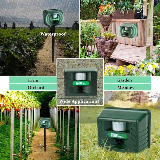 Aparat Repelent cu Ultrasunete și Alarmă Impermeabil cu Senzor de Mișcare Farm Sentinel Ultrasonic Repeller