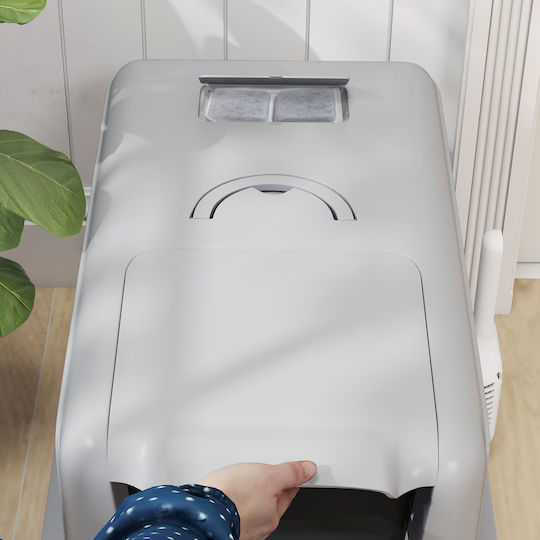 Pawhut Cat Toilet Stainless Steel Litter Box Filter Scoop Cats Up to 6 Kg 40.5 x 60.5 x 41.5 cm Gray Silver