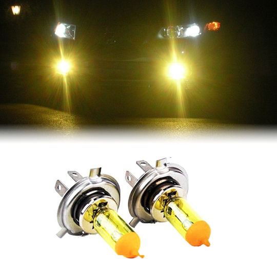 Set 2 Lămpi H4 P43 Pentru Lumini De Ceață Culoare Galbenă 12v 55w