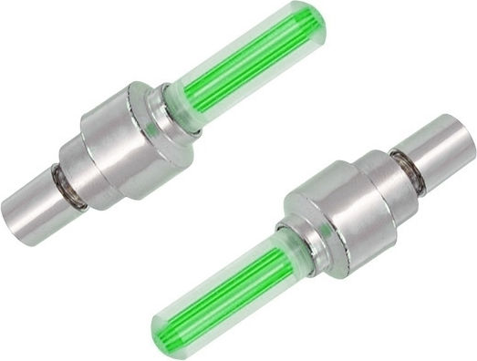 Set 2 Green Led Valve Caps Light Motion Sensor