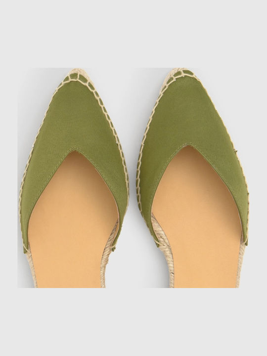 Satin Pointy Ballerinas Green