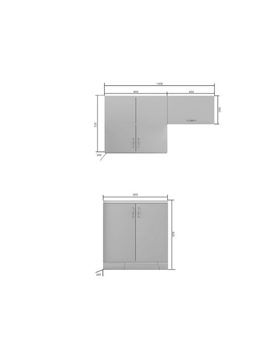 Modest Set Dulapuri De Bucătărie Suspendate Și Pe Pardoseală Antracit 80x30x72cm