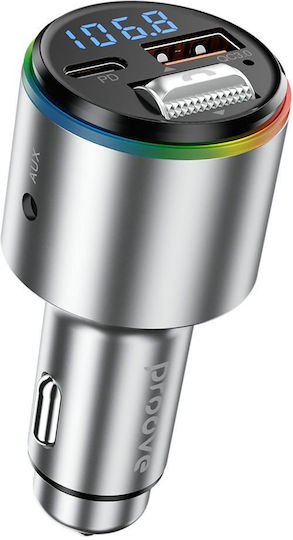 Proove Car Charger Fm Modulator Fmpd30110006 Usb Type-c Aux Bluetooth 5.3 Fast Charge 30w 12-24v Silver