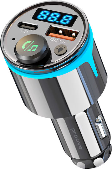 Proove Car Charger Fm Modulator Fmnx30110001 Usb Type-c U-disk Tf Bluetooth 5.3 Fast Charge 30w Led Black