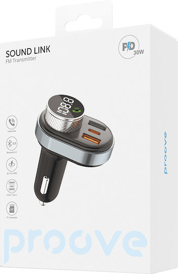 Proove Car Charger Fm Modulator Fmsl30110001 Usb Type-c U-disk Tf Bluetooth 5.4 Fast Charge 30w Black