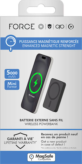Force Power MagSafe Power Bank 5000mAh 15W mit USB-C Anschluss Schwarz